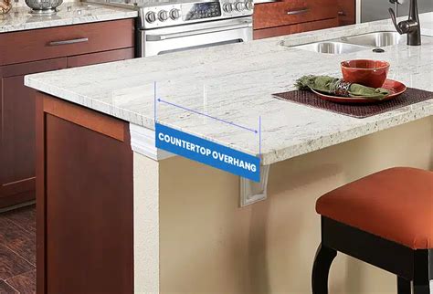 metal bracket for countertop overhang|standard countertop overhang on side.